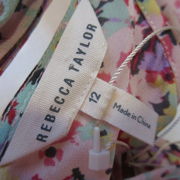 NWT Rebecca Taylor Margo in Floral Print Ruffle Silk Crop Jumpsuit 12 $495 - Picture 6 of 6